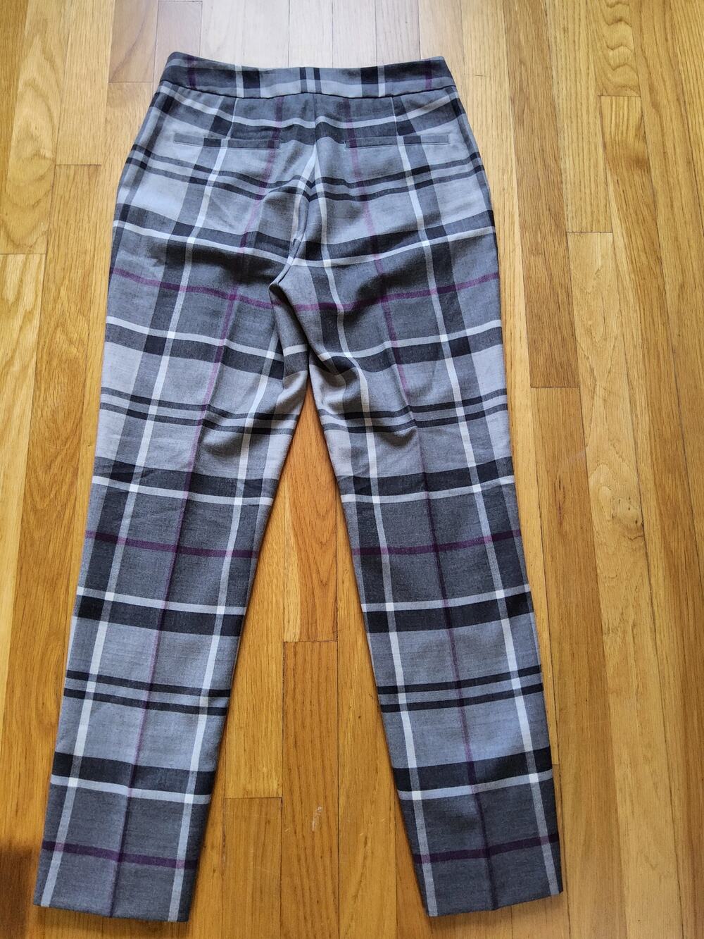 Barbour Isla Trousers Womens 4 Winter Tartan Wool Plaid Pants Gray LTR0251